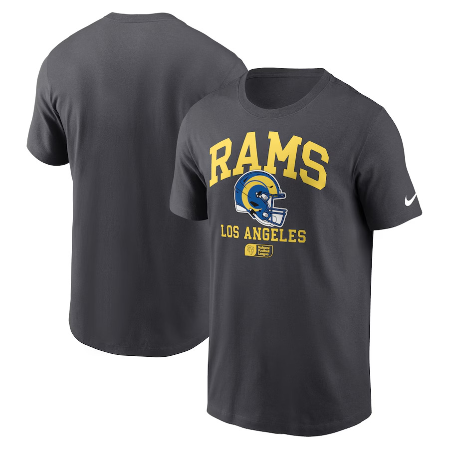 Men's Los Angeles Rams Anthracite Helmet Essential T-Shirt Men's Los Angeles Rams Anthracite Helmet Essential T-Shirt